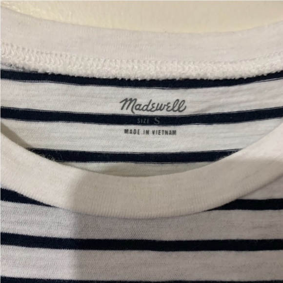 Madewell Navy/Whire Striped Short Sleeve Pocket Tee Size Small - Picture 4 of 8